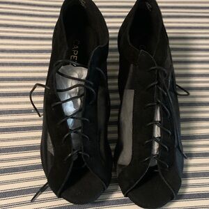 Capezio Black Lace-Up Open-Toe Dance Heels